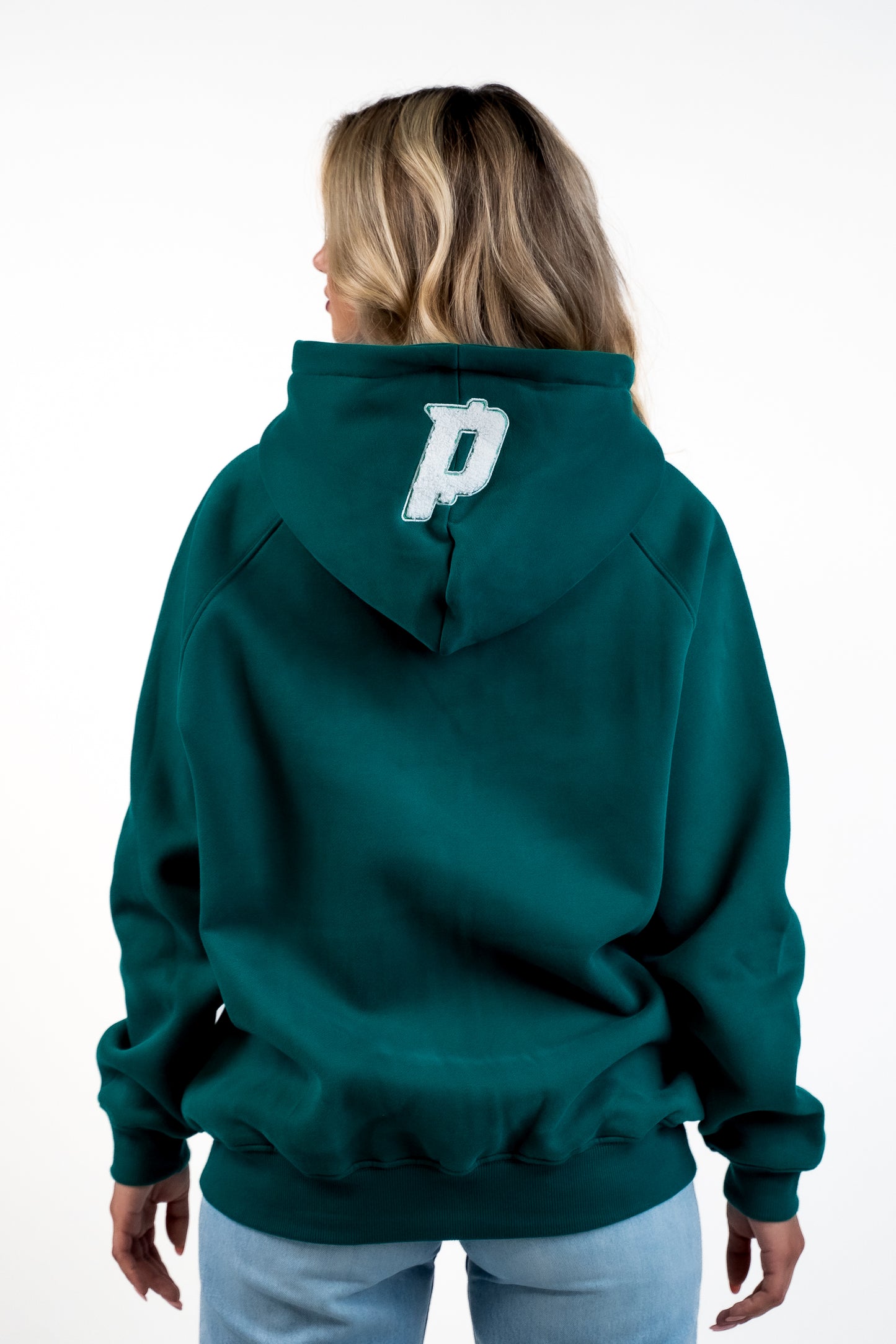 Zip-Hoodie Petrolgrün/Weiß