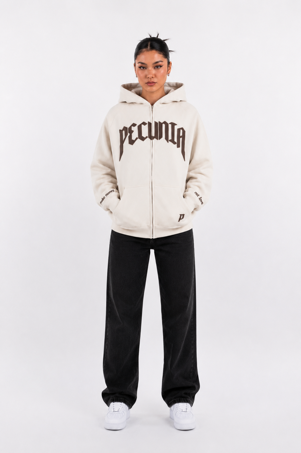 Zip-Hoodie Beige/Braun
