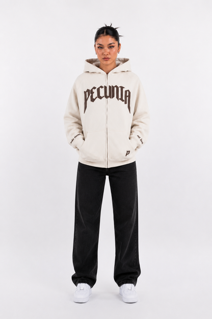 Zip-Hoodie Beige/Braun