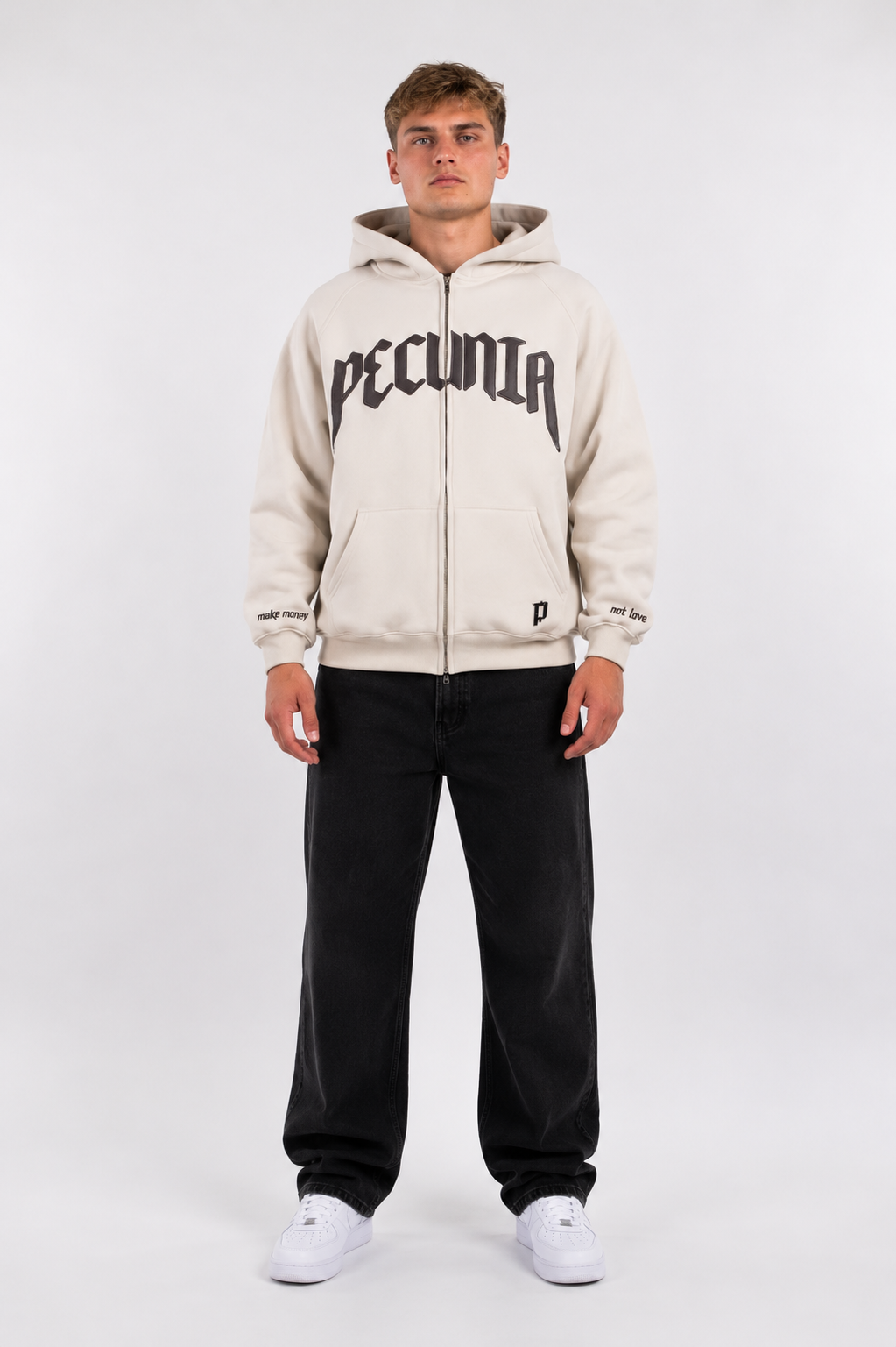 Zip-Hoodie Beige/Braun